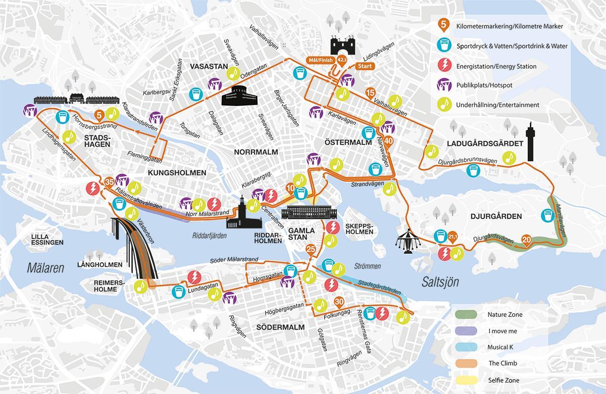 kart over Stockholm maraton