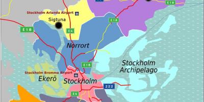 Kart over Stockholm county