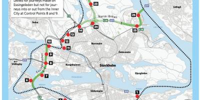 Kart over Stockholm rushtidsavgift