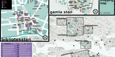 Kart over Stockholm shopping