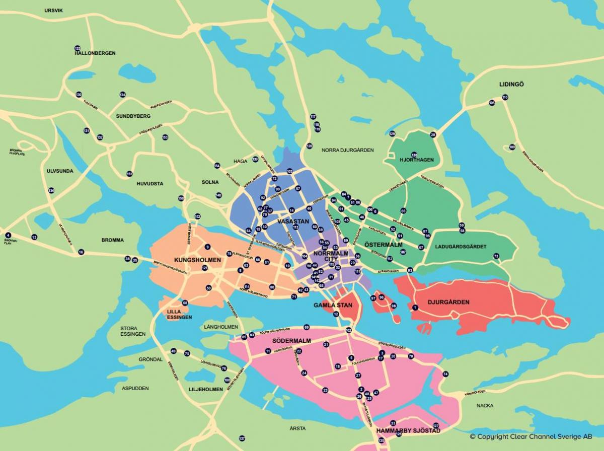 kart over byen sykkel kart Stockholm