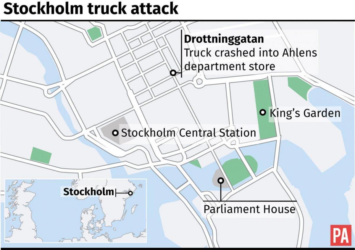 kart over drottninggatan i Stockholm