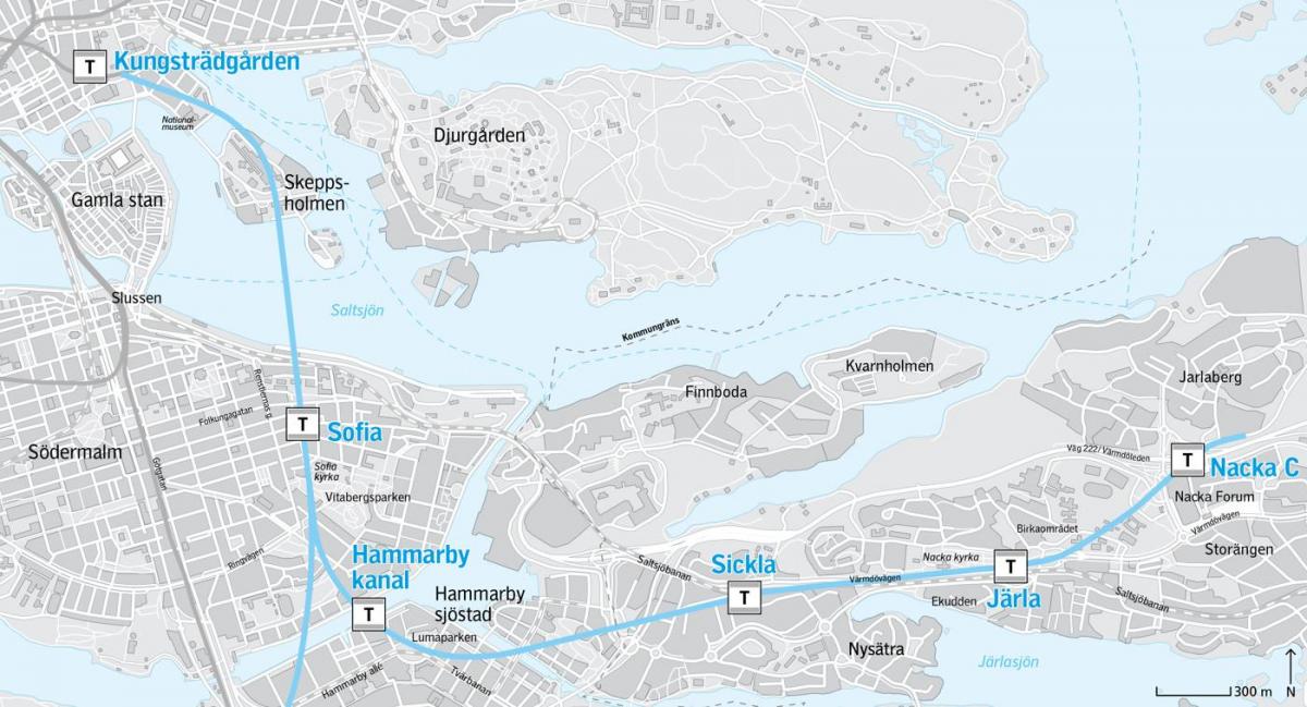 kart av nacka i Stockholm