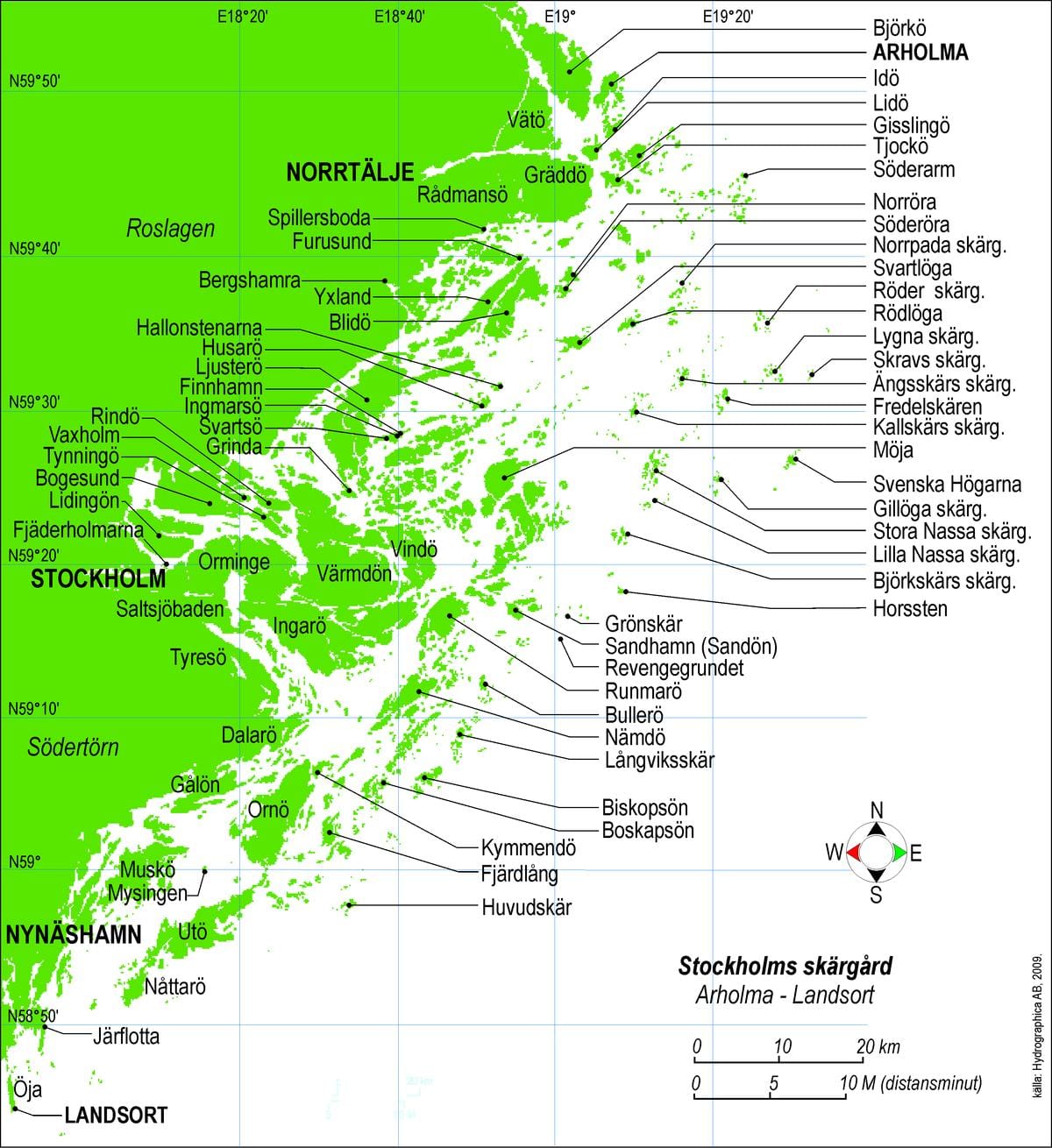 kart over Stockholm, øyer