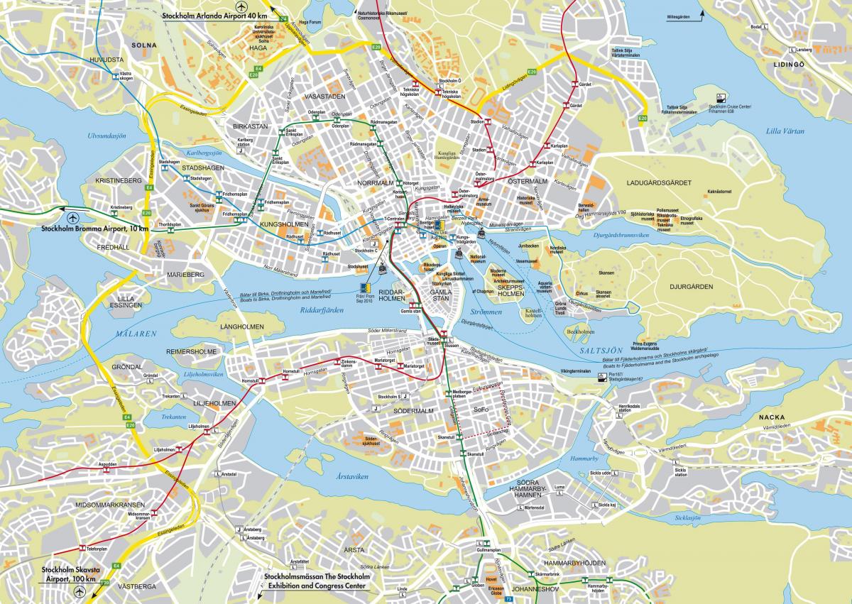 kart over byen Stockholm