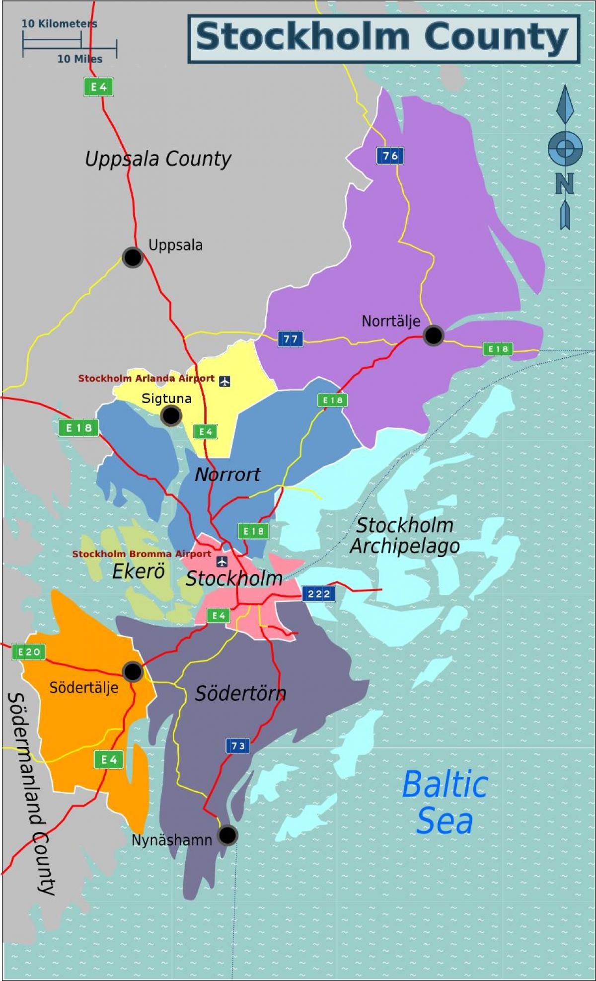 kart over Stockholm county