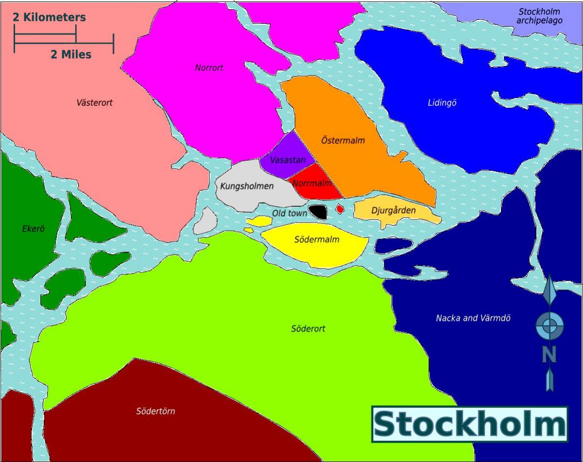 kart over Stockholm distriktene
