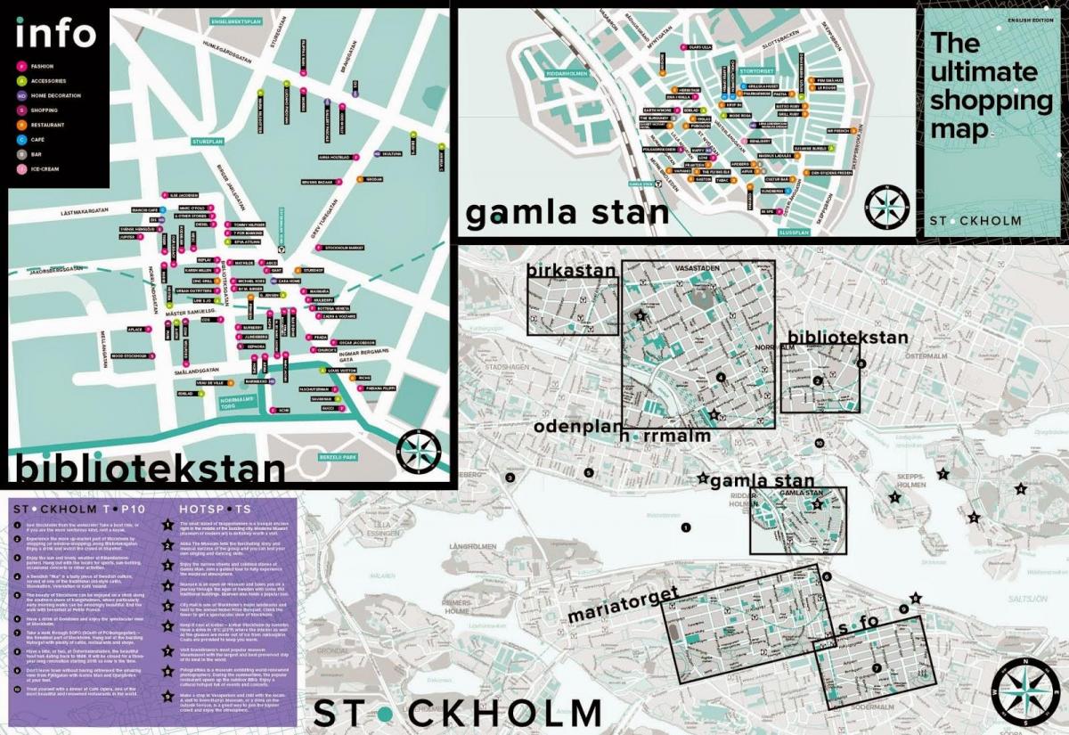 kart over Stockholm shopping