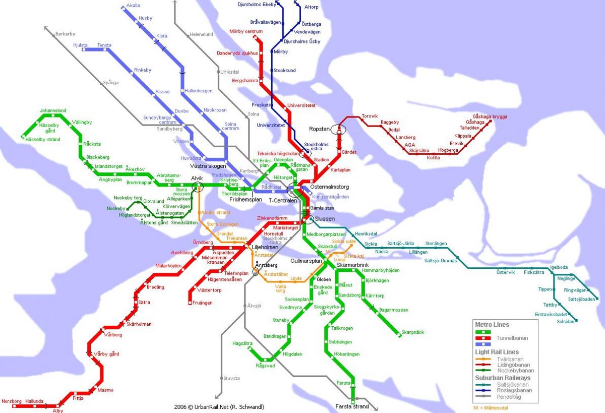 kart over Stockholm metro station