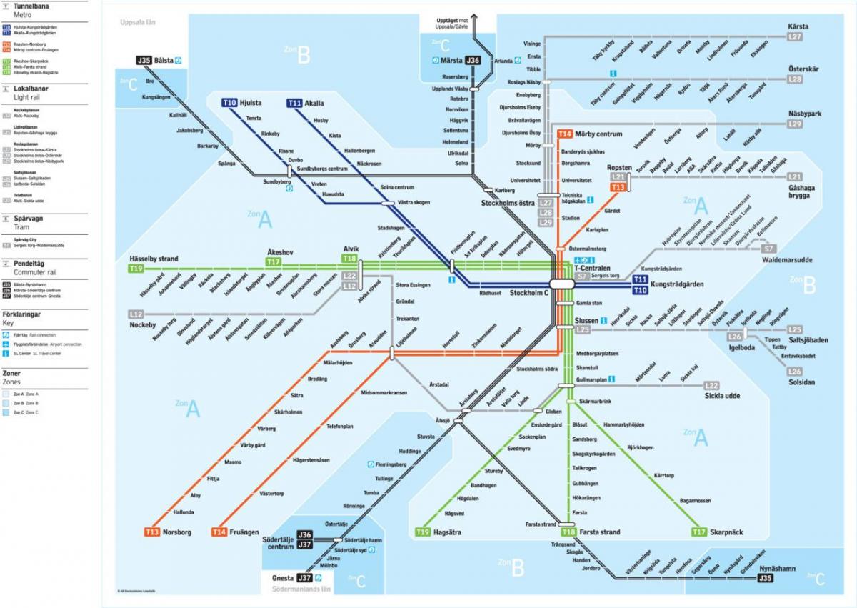 kart over Stockholm transitt