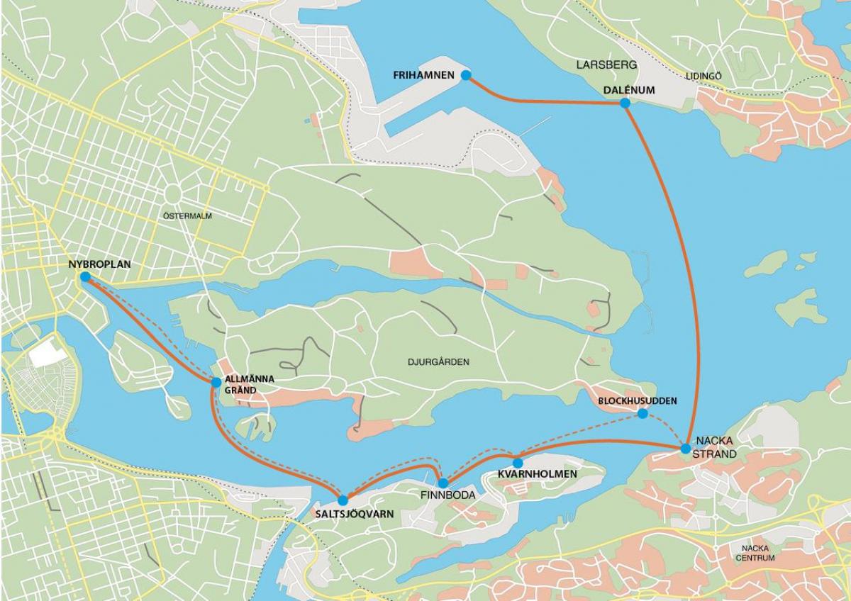kart over Stockholm ved frihamnen